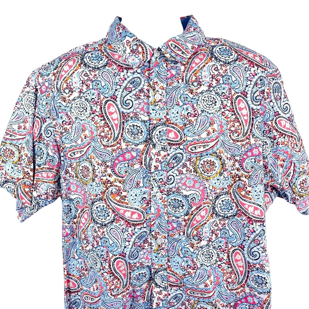 Cremieux Premium Denim Mens XXL Short Sleeve Button Up Paisley Shirt